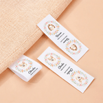Personalised Watercolour Flower Wreath Face Photo Cotton 50 Pcs Sewing Labels with Name Birthday Gift for Knitting DIY Craft Lovers