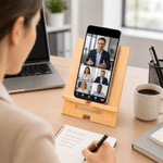 Personalised Cartoon Office Character Wooden Phone Holder with Name Office Daily Use Birthday Gift for Colleague Office Worker