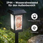 Personalisierte Solar-Gartenleuchte im Mucha-Stil | mit Haustierfoto und Geburtsblume | mit Namen und Datum | Geschenk für Tierbesitzer und Familien