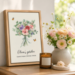 Impressions sur toile personnalisées avec la fleur de naissance, les prénoms des membres de la famille et un titre – Décoration chaleureuse pour la maison. Expédiées depuis les États-Unis. Cadeau d'an