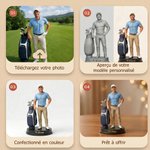 Figurine 3D personnalisée avec photo et texte - Cadeau d'anniversaire pour les amateurs de golf