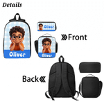 Personalized Colourful Fashion Cartoon Character Backpack Lunch Box Pencil Case Set with Name Back to School Birthday Gift for Kids Boys Girls