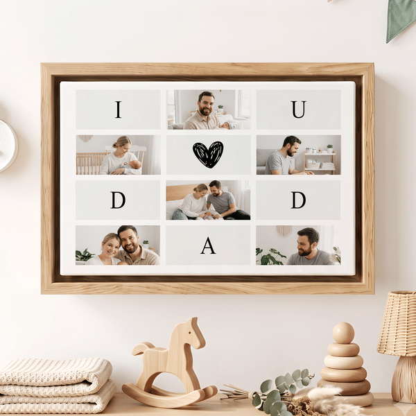 Personalised Minimalist 6 Photos Collage Canvas Prints with Text Living Room Nursery Decor Ship from USA Anniversary Birthday Gift for New Parents