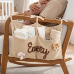 Personalised 100% Cotton Cot Organiser Bag Hanging Storage Car Backseat Pouch Nursery Decor Baby Shower Birthday Gift for Newborn New Parent