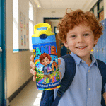 Personalised 3D Pixar Style Cartoon Character 12 oz Insulated Water Bottle with Name Back to School Birthday Gift for Kids Boys