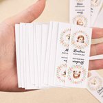 Personalised Watercolour Flower Wreath Face Photo Cotton 50 Pcs Sewing Labels with Name Birthday Gift for Knitting DIY Craft Lovers