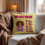 Personalized Cartoon Black Girl Bible Verse Name Soft Throw Pillow Cover Home Decor Religious Birthday Gift for Girls