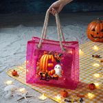 Personalised Halloween Ghost Pumpkin Holographic Transparent Tote Bag with Name Trick or Treat Party Accessories Halloween Gift for Kids