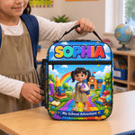 Personalised 3D Pixar Style Cartoon Character Insulated Lunch Bag with Name Daily Use Back to School Birthday Gift for Kids Students
