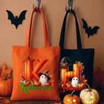 Personalized Magic Ghost Pumpkin Canvas Bag with Name Halloween Party Gift for Boys Girls
