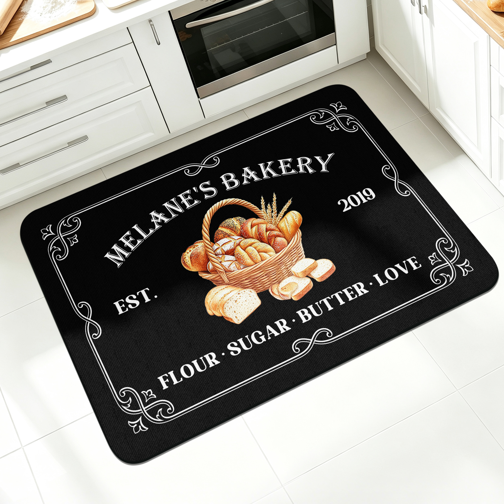 Personalized Creative Baking Element Design Doormat with Text Kitchen Bakery Use Opening Housewarming Gift for Baker Baking Enthusiast