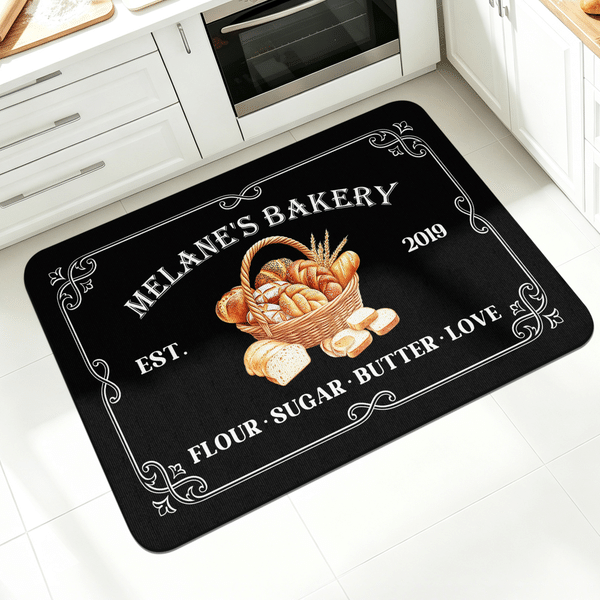Personalised Creative Baking Element Design Doormat with Text  Kitchen Bakery Use Opening Housewarming Gift for Baker Baking Enthusiast
