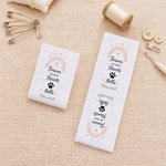 Personalized Rainbow Heart Paw Print 50 Pcs Cotton Sewing Labels with Name Birthday Gift for Knitting DIY Craft Lovers Pet Lovers