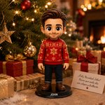 Figura Chibi 3D personalizada con foto base de madera y texto decoración de escritorio regalo de cumpleaños o aniversario para amigos y la familia