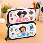 Personalized I Am Kind Brave Smart Cartoon Boy Girl Grid Pencil Case Pouch with Name Back to School Affirmation Gift for Kids