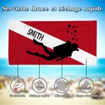 Serviette de plage personnalisée avec nom - Accessoire d'été en microfibre à séchage rapide - Cadeau pour les plongeurs