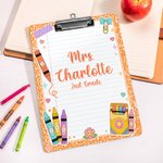 Personalized Preppy Style Doodle School Stationery Clipboard with Low Profile Clip Daily Use Teacher's Day Back to School Gift for Teacher