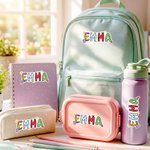 Personalised Star Book Apple School Themed Sticker Sheets with Name Set of 2 Back to School Birthday Gift for Kids Students