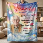 Personalized Photo Rainbow Heart Paw Print Soft Throw Blanket with Name and Year Home Decor Sympathy Gift for Pet Owner Family