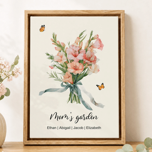 Personalized Birth Flower Canvas Prints with Family Member Names and Title Warm Room Decor Ship from USA Thanksgiving Birthday Gift for Mom Grandma