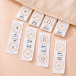 Personalised Watercolour Flower Wreath Face Photo Cotton 50 Pcs Sewing Labels with Name Birthday Gift for Knitting DIY Craft Lovers