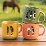Personalised Western Horse Riding 12 oz Ceramic Coffee Mug with Handle and Name Daily Use Horse Training Gift for Horse Owners Lovers
