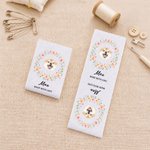 Personalised Watercolour Flower Wreath Face Photo Cotton 50 Pcs Sewing Labels with Name Birthday Gift for Knitting DIY Craft Lovers