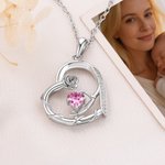 Collar con colgante personalizado de corazón de rosas y piedra natal, con nombre. Joya delicada, ideal como regalo de cumpleaños o aniversario para mujeres y niñas