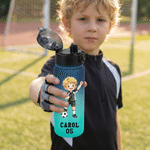 Personalised Soccer Sports Boy Girl Photo Gradient Water Bottle with Name and Number Training Outdoor Use Birthday Gift for Kids Teenagers