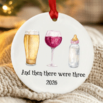 Personalised Beer Baby Bottle Ceramic Ornament with Text and Year Home Decor Baptismal Baby Party Birthday Gift for New Parents