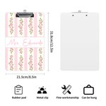 Personalised Vintage Watercolour Flowers Portable Clipboard with Title & Surname Teacher's Day Appreciation Birthday Gift for Teachers