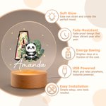 Personalised Cute Animal Floral Initial LED Night Light with Wooden Base and Name Home Decor Birthday Gift for Kids