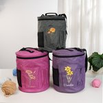 Personalised Multicolour Birth Flower Oxford Cylindrical Large Yarn Storage Bag Organiser with Name Daily Use Birthday Gift for Crochet Lovers Women