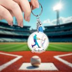 Personalised Rainbow Splash Sports Silhouette Acrylic Keychain with Name and Tassel Team Birthday Gift for Teenagers Players