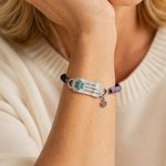 Personalised Adjustable Rope Medical Alert ID Bracelet with Birthstone and Text Emergency Allergy Gift for Men Women