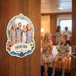 Personalized Watercolor Family Photo Cruise Themed Magnetic Fridge with Text Home Decor Birthday Gift for Family Friends Travel Lovers