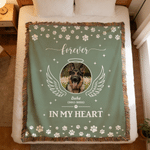 Personalized Pet Photo Angel Halo Wings Soft Tassel Throw Blanket with Name and Year Home Decor Pet Loss Memorial Gift for Pet Owner