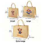 Personalised Sports Highland Cow Large Jute Tote Bag with Name Birthday Anniversary Gift for Highland Cow Lovers Sports Lovers