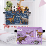Personalised Multicolour Dinosaur Pattern Storage Basket with Name Daily Use Nursery Decor Birthday Gift for Dinosaur Lovers Kids