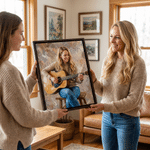 Personalized Oil Painting Style Guitarist Photo Canvas Prints with Name Home Decor Ship from USA Birthday Gift for Guitar Lover