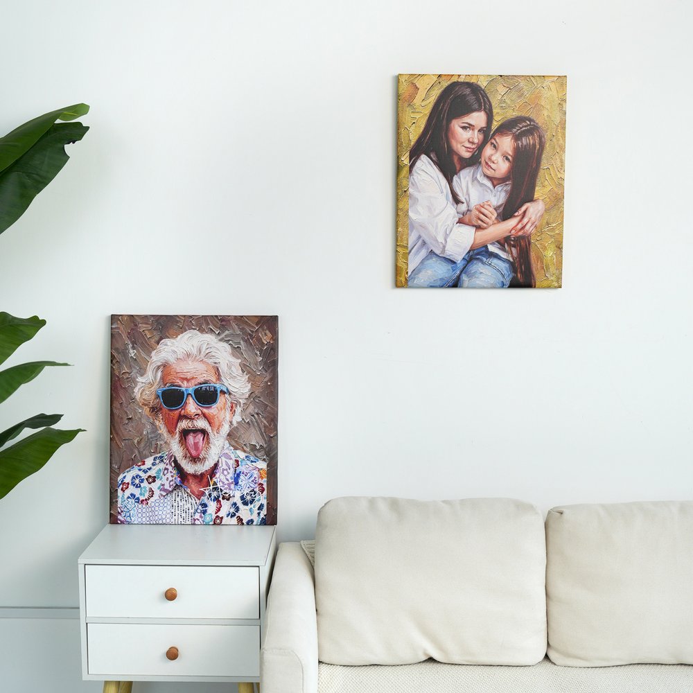 Personalised Modern Oil Painting Style Photo Framed Canvas Prints with Name Home Decor Ship from USA Housewarming Anniversary Gift for Family Friends 3