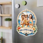 Personalized Watercolor Family Photo Cruise Themed Magnetic Fridge with Text Home Decor Birthday Gift for Family Friends Travel Lovers