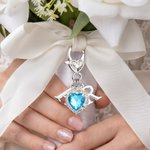Personalised Something Blue Heart Crystal Bouquet Charm with Initial Wedding Anniversary Gift for Couples Newlyweds