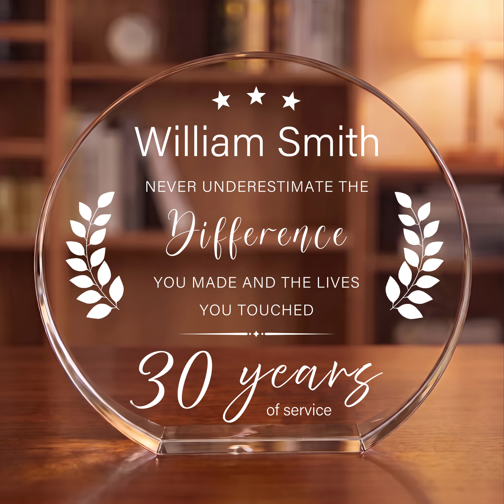 Personalized Wheat Ear Star Flower Clear Acrylic Plaque Ornament with Text and Working Years Desk Decor Retirement Gift for Coworkers Retirees