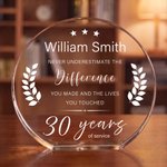 Personalised Wheat Ear Star Flower Clear Acrylic Plaque Ornament with Text and Working Years Desk Decor Retirement Gift for Coworkers Retirees