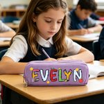 Personalized Pencil Notebook Apple Ruler Element Name Three-Layer Pencil Case School Supply Back to School Birthday Gift for Students Kids
