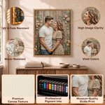 Personalized Oil Painting Style Photo Canvas Prints with Text Modern Living Room Decor Wedding Birthday Gift for Couples Newlyweds