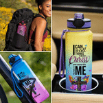 Personalised I Can Do All Things Through Christ Butterfly Cross 32 oz Water Bottle with Name Religious Baptism Gift for Christian