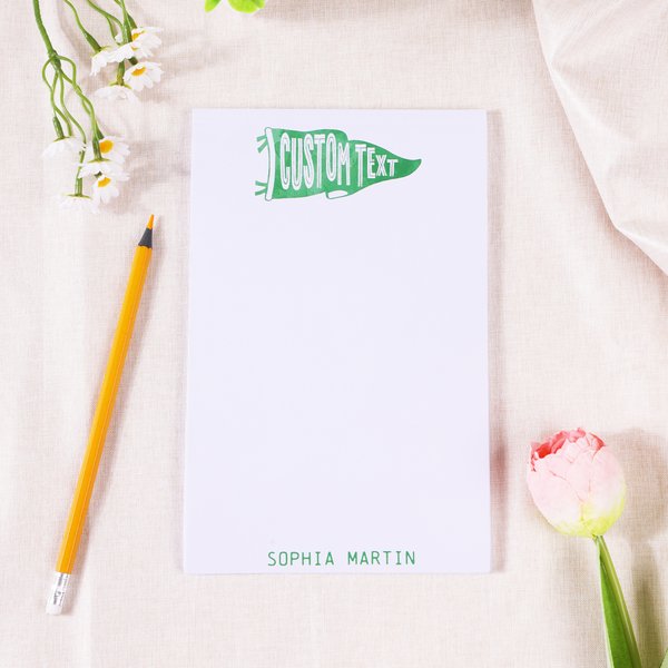 Personalised Pennant School Notepad with 50/100 Pages Name and Text Daily Use Back to School Season Gift for Students