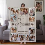Coperta personalizzata con 10 foto di famiglia e 1-8 nomi, morbida decorazione per la casa - Regalo per festa della mamma, papà e compleanni